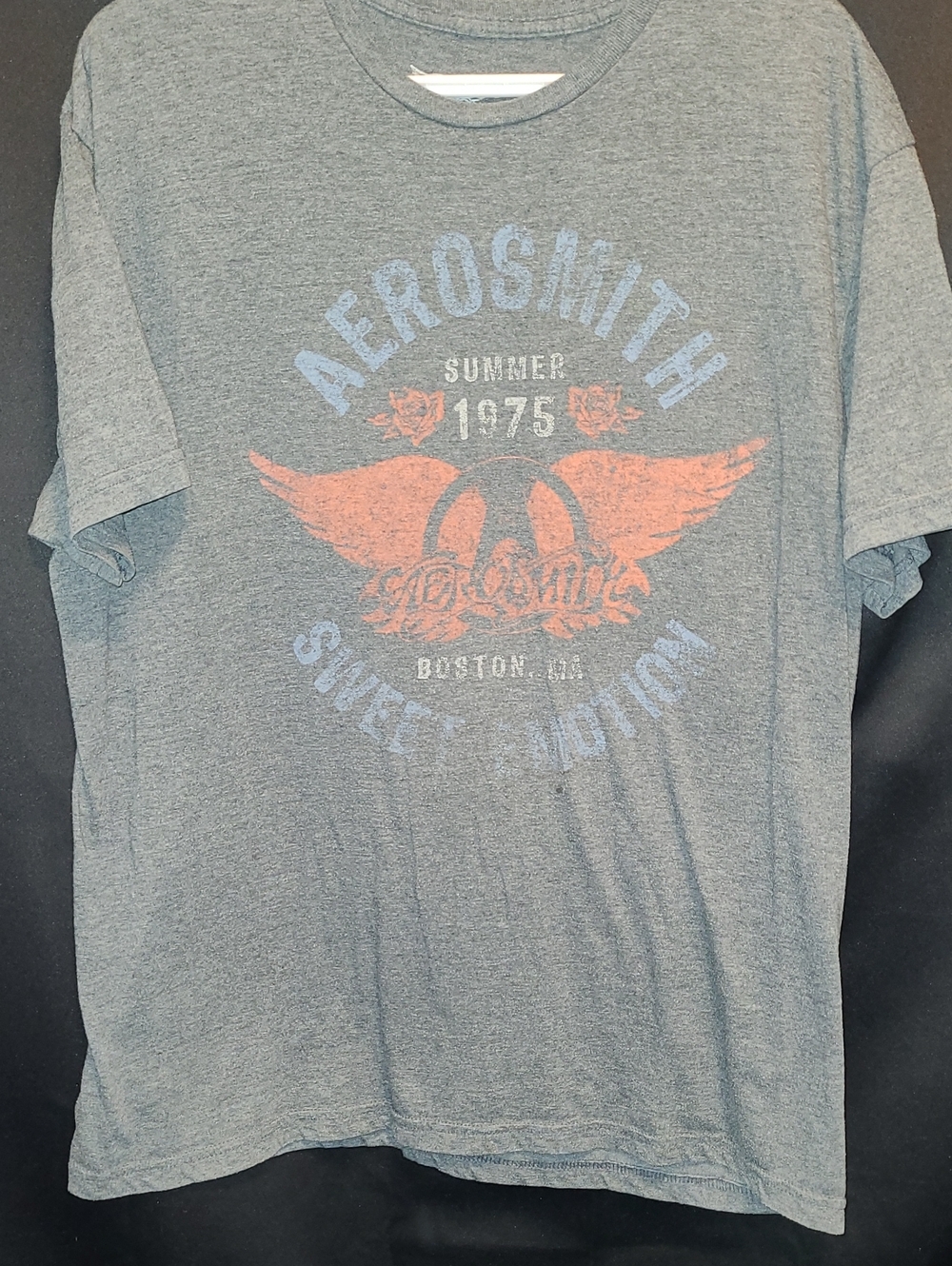 Men's XL Aerosmith Sweet Emotion Tour '75 Black Graphic Rock Concert Shirt